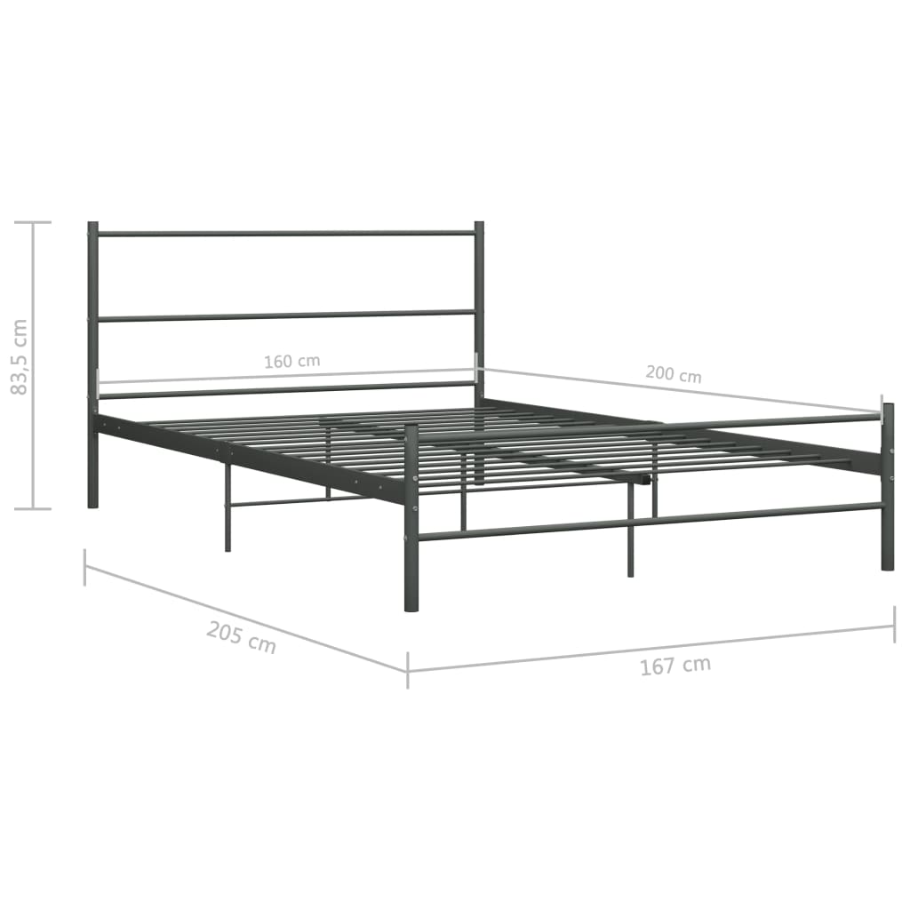Bedframe Metaal 160 x 200 cm Grijs