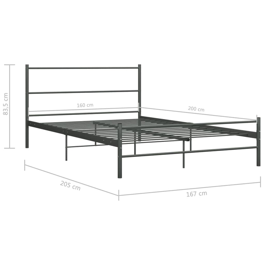 Bedframe Metaal 160 x 200 cm Grijs