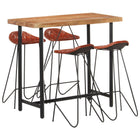 Barset massief hout leer 120x60x107 cm