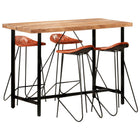 5-piece Bar Set Solid Wood and Genuine Leather