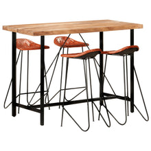 5-delige Barset massief hout en echt leer