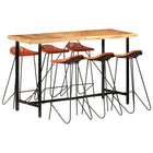 7-piece Bar Set Solid Wood and Genuine Leather