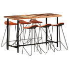 7-piece Bar Set Solid Reclaimed Wood and Genuine Leather