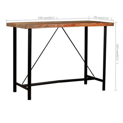 7-delige Barset massief gerecycled hout en echt leer