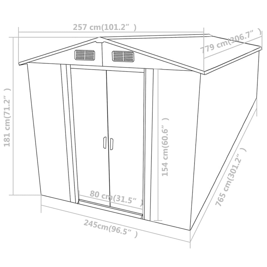 Tuinschuur 257X779X181 Cm Gegalvaniseerd Staal Antracietkleurig