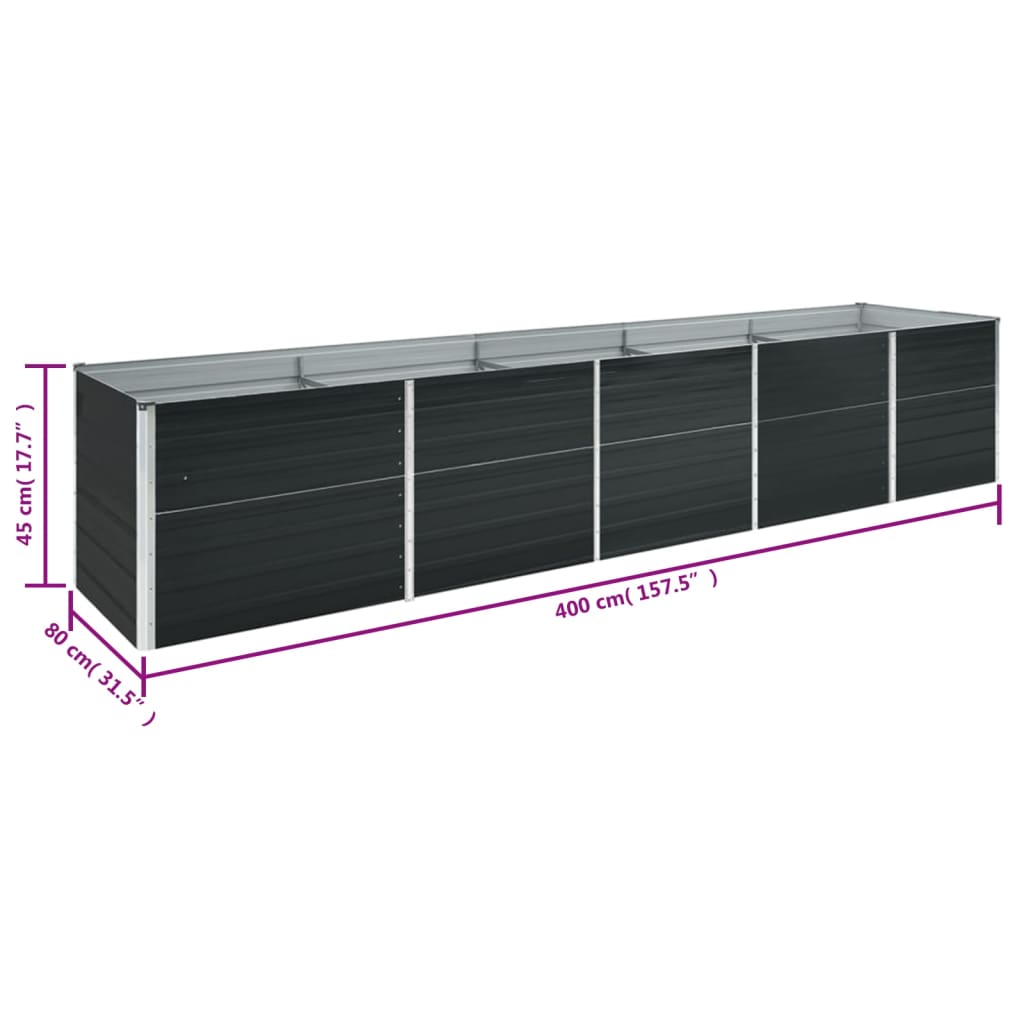 Plantenbak Verhoogd Gegalvaniseerd Staal 400 x 80 x 45 cm