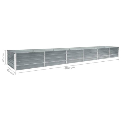 Plantenbak verhoogd 480x80x45 cm gegalvaniseerd staal grijs 480 x 80 x 45 cm