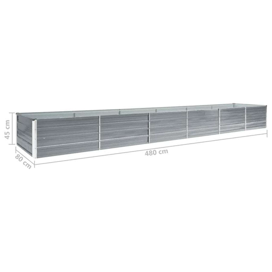 Plantenbak verhoogd 480x80x45 cm gegalvaniseerd staal grijs 480 x 80 x 45 cm