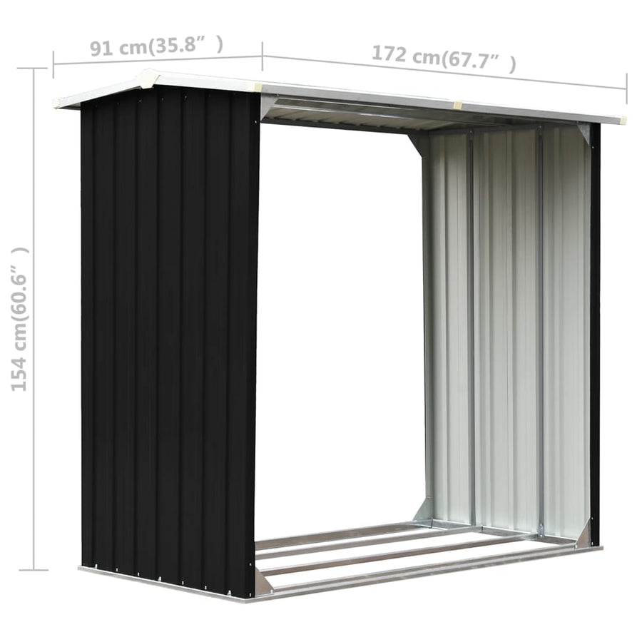 Haardhoutschuur 172X91X154 Cm Gegalvaniseerd Staal Antraciet