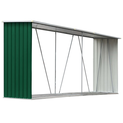 Haardhoutschuur 330X84X152 Cm Gegalvaniseerd Staal Groen