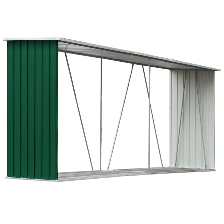 Haardhoutschuur 330X84X152 Cm Gegalvaniseerd Staal Groen