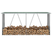 Firewood Shed 330x84x152 cm Galvanized Steel Green