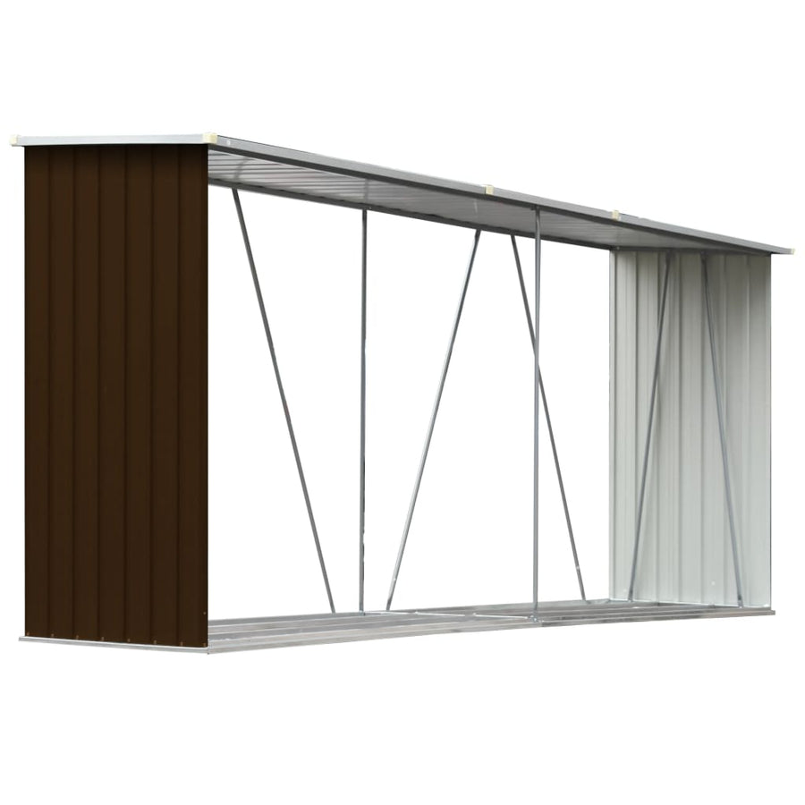 Haardhoutschuur 330X84X152 Cm Gegalvaniseerd Staal Bruin