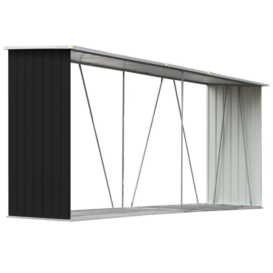 Haardhoutschuur 330X84X152 Cm Gegalvaniseerd Staal Antraciet
