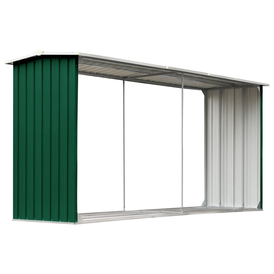 Haardhoutschuur 330X92X153 Cm Gegalvaniseerd Staal Groen