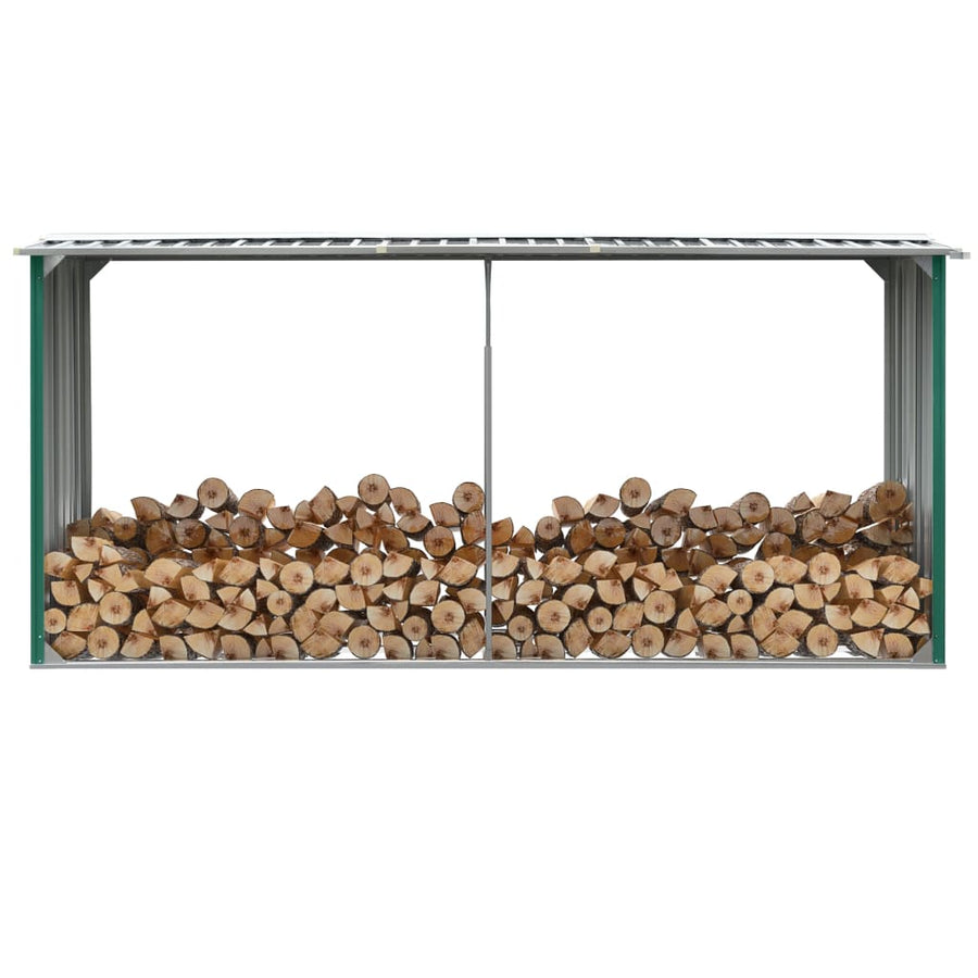 Haardhoutschuur 330X92X153 Cm Gegalvaniseerd Staal Groen