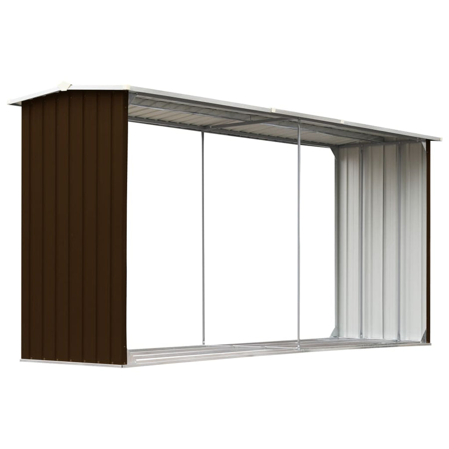 Haardhoutschuur 330X92X153 Cm Gegalvaniseerd Staal Bruin