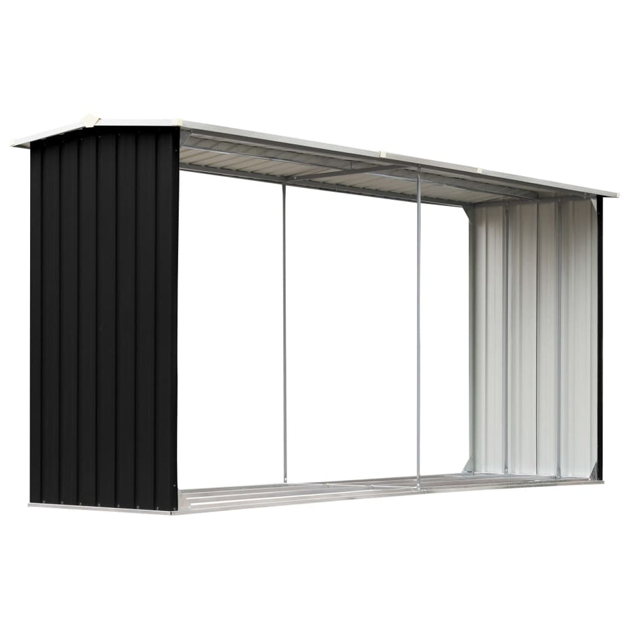 Haardhoutschuur 330X92X153 Cm Gegalvaniseerd Staal Antraciet