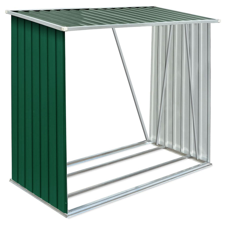 Haardhoutschuur 163X83X154 Cm Gegalvaniseerd Staal Groen
