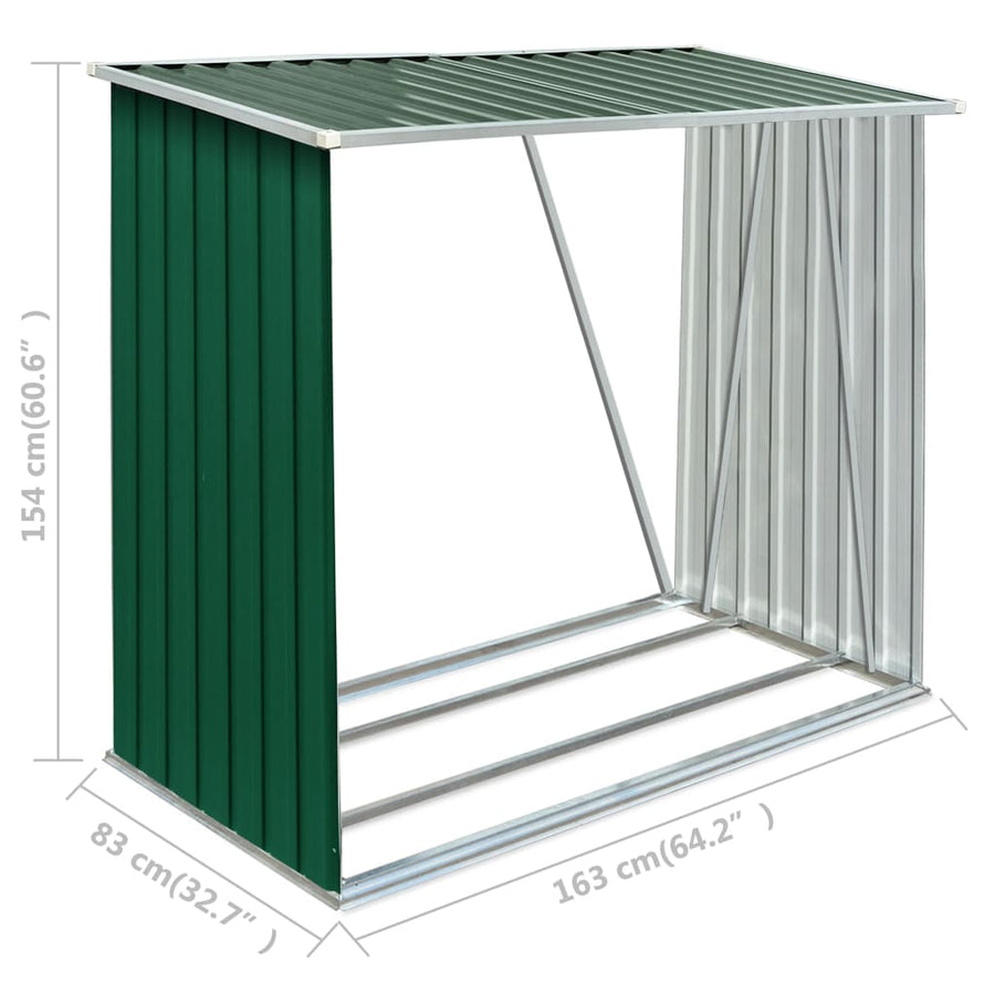 Haardhoutschuur 163X83X154 Cm Gegalvaniseerd Staal Groen