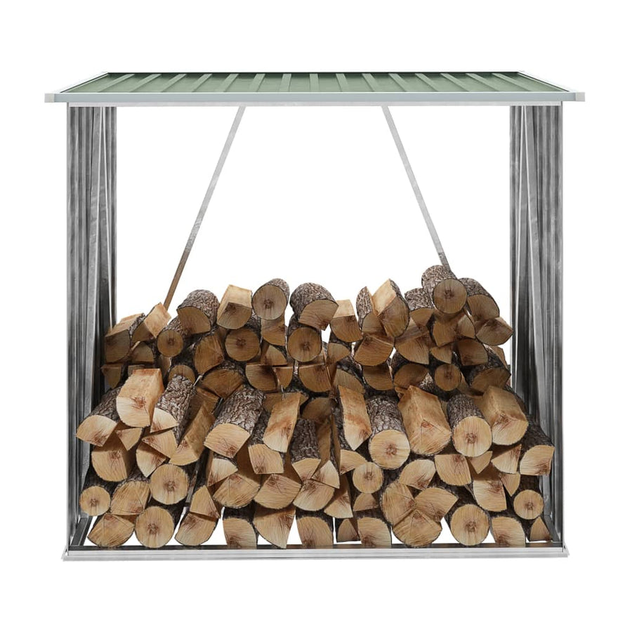 Haardhoutschuur 163X83X154 Cm Gegalvaniseerd Staal Groen