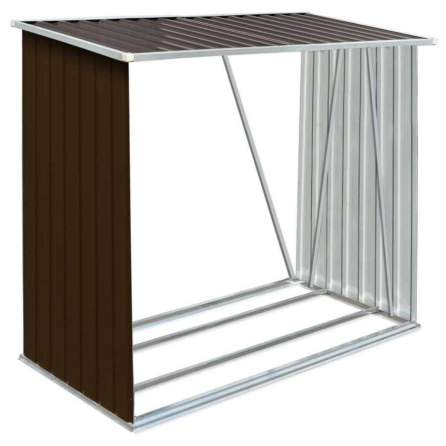 Haardhoutschuur 163X83X154 Cm Gegalvaniseerd Staal Bruin