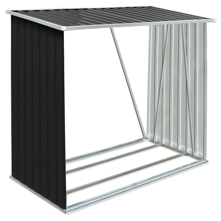 Haardhoutschuur 163X83X154 Cm Gegalvaniseerd Staal Antraciet