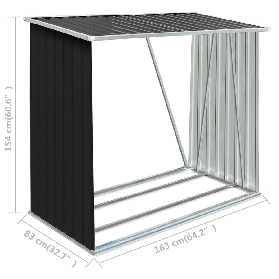 Haardhoutschuur 163X83X154 Cm Gegalvaniseerd Staal Antraciet