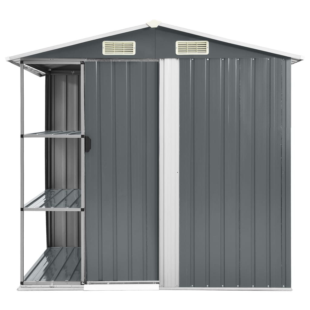 Tuinschuur Met Rek 205X130X183 Cm Ijzer Grijs