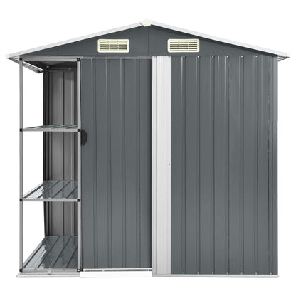 Tuinschuur Met Rek 205X130X183 Cm Ijzer Grijs