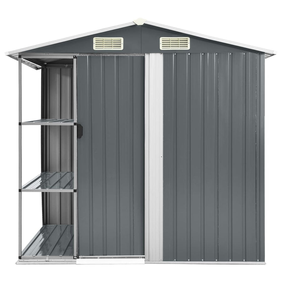 Tuinschuur Met Rek 205X130X183 Cm Ijzer Grijs
