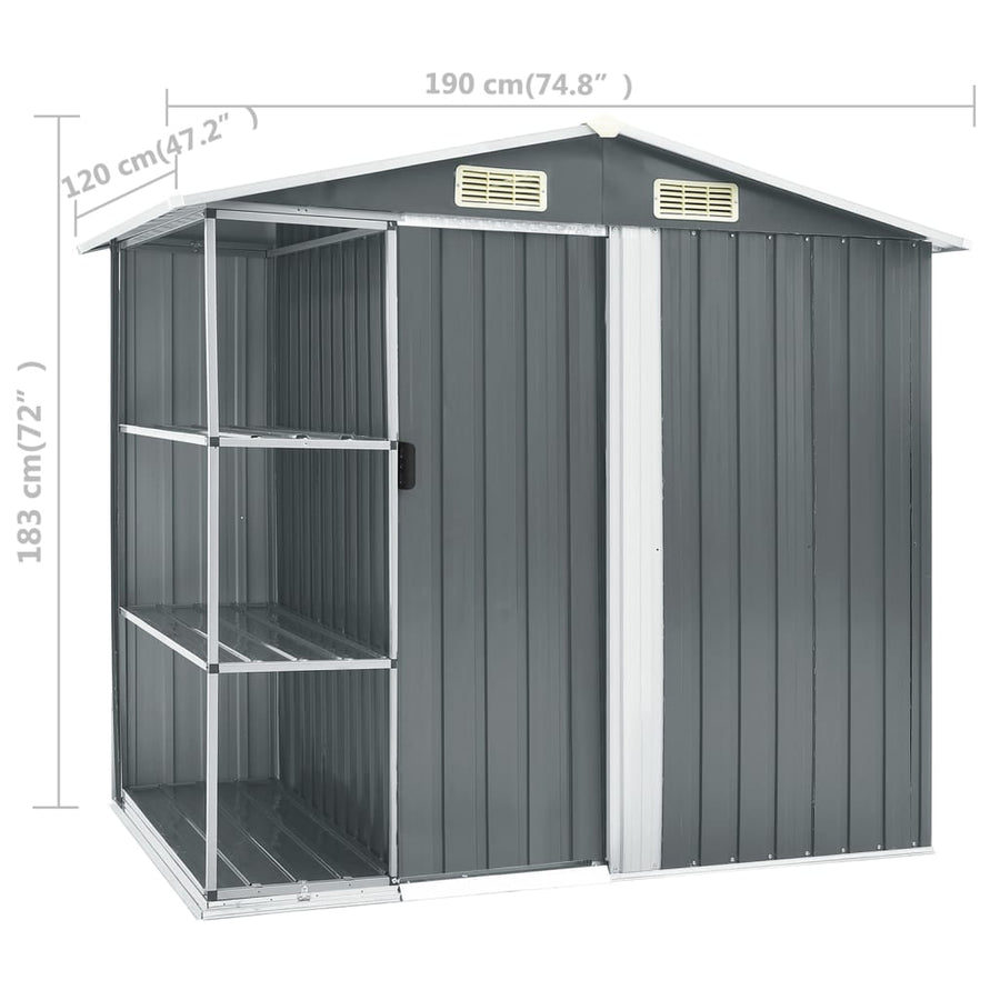 Tuinschuur Met Rek 205X130X183 Cm Ijzer Grijs