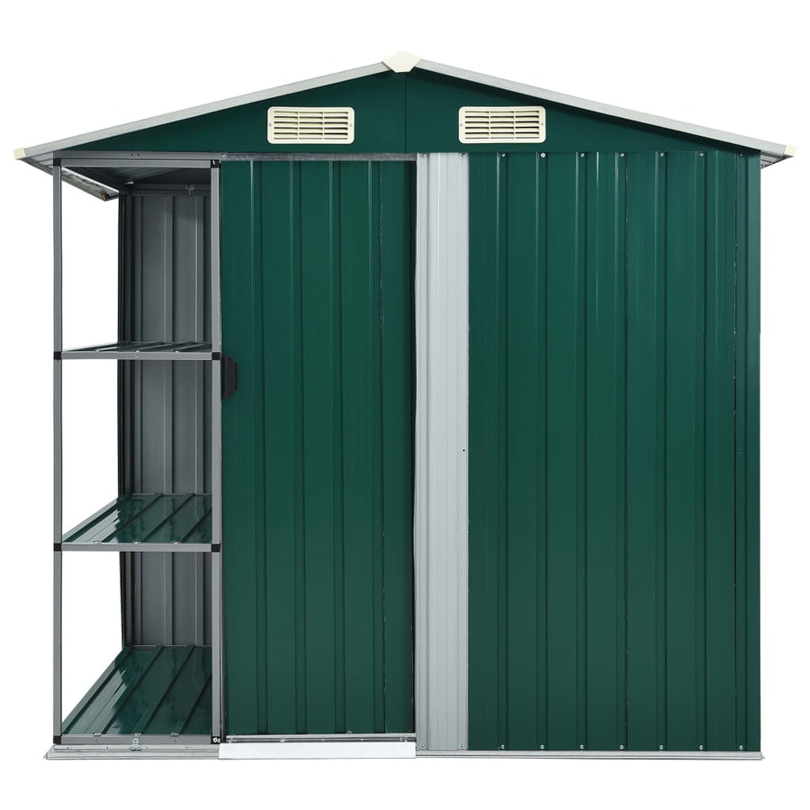Tuinschuur Met Rek 205X130X183 Cm Ijzer Groen