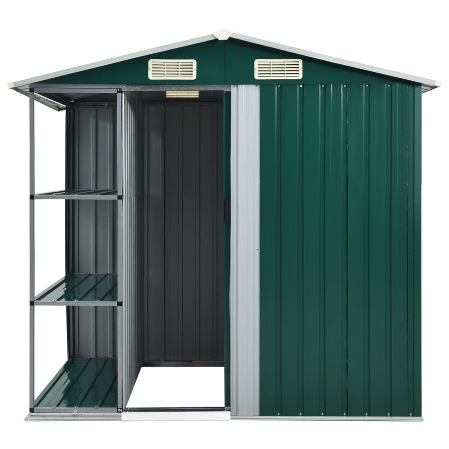 Tuinschuur Met Rek 205X130X183 Cm Ijzer Groen