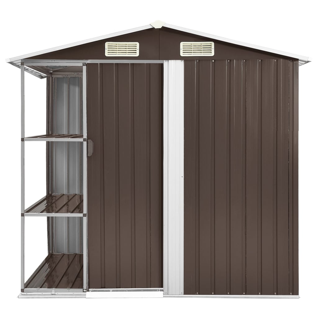 Tuinschuur Met Rek 205X130X183 Cm Ijzer Bruin