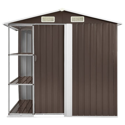Tuinschuur Met Rek 205X130X183 Cm Ijzer Bruin