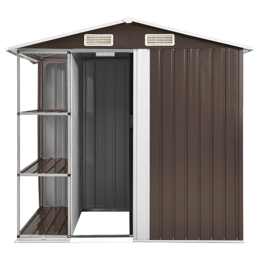 Tuinschuur Met Rek 205X130X183 Cm Ijzer Bruin