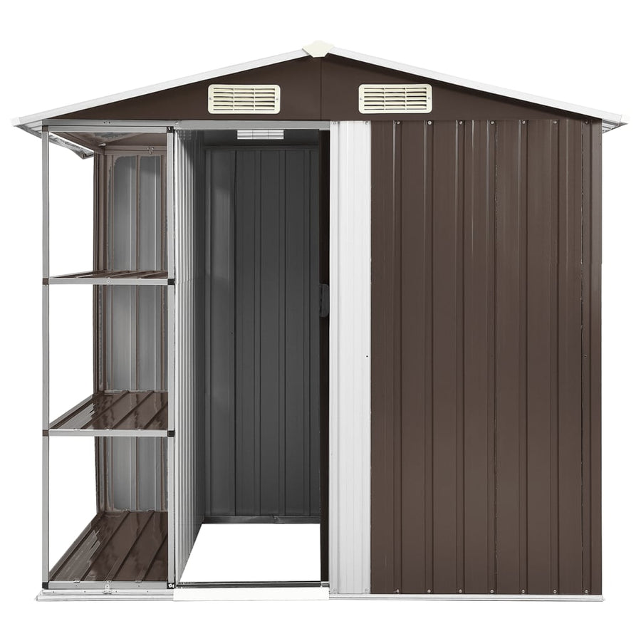 Tuinschuur Met Rek 205X130X183 Cm Ijzer Bruin