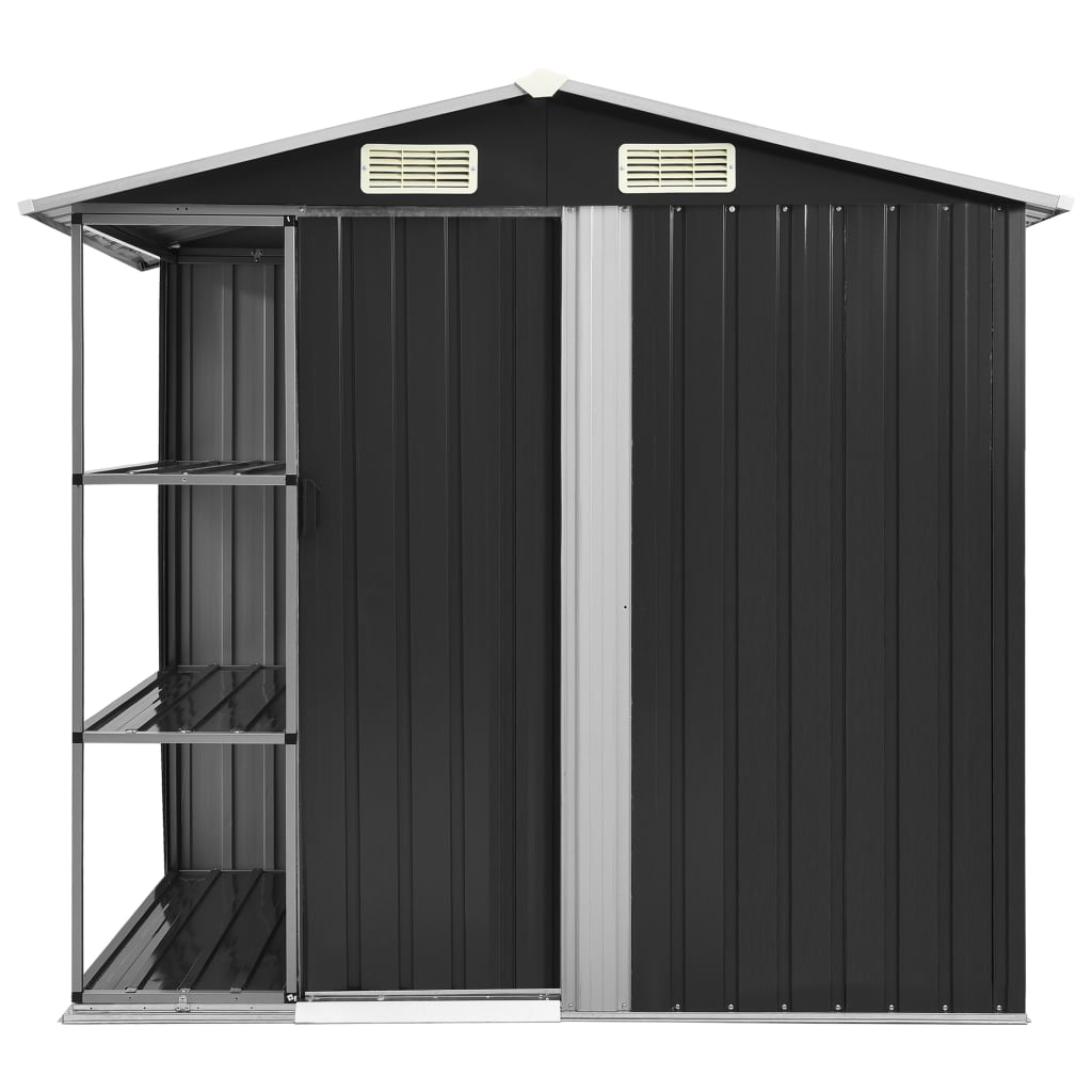 Tuinschuur Met Rek 205X130X183 Cm Ijzer Antraciet