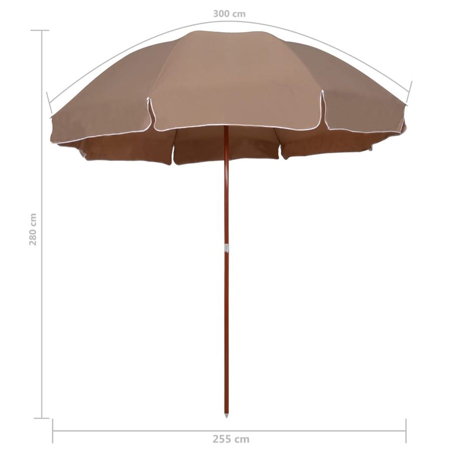 Parasol Met Stalen Paal 300 Cm Taupe