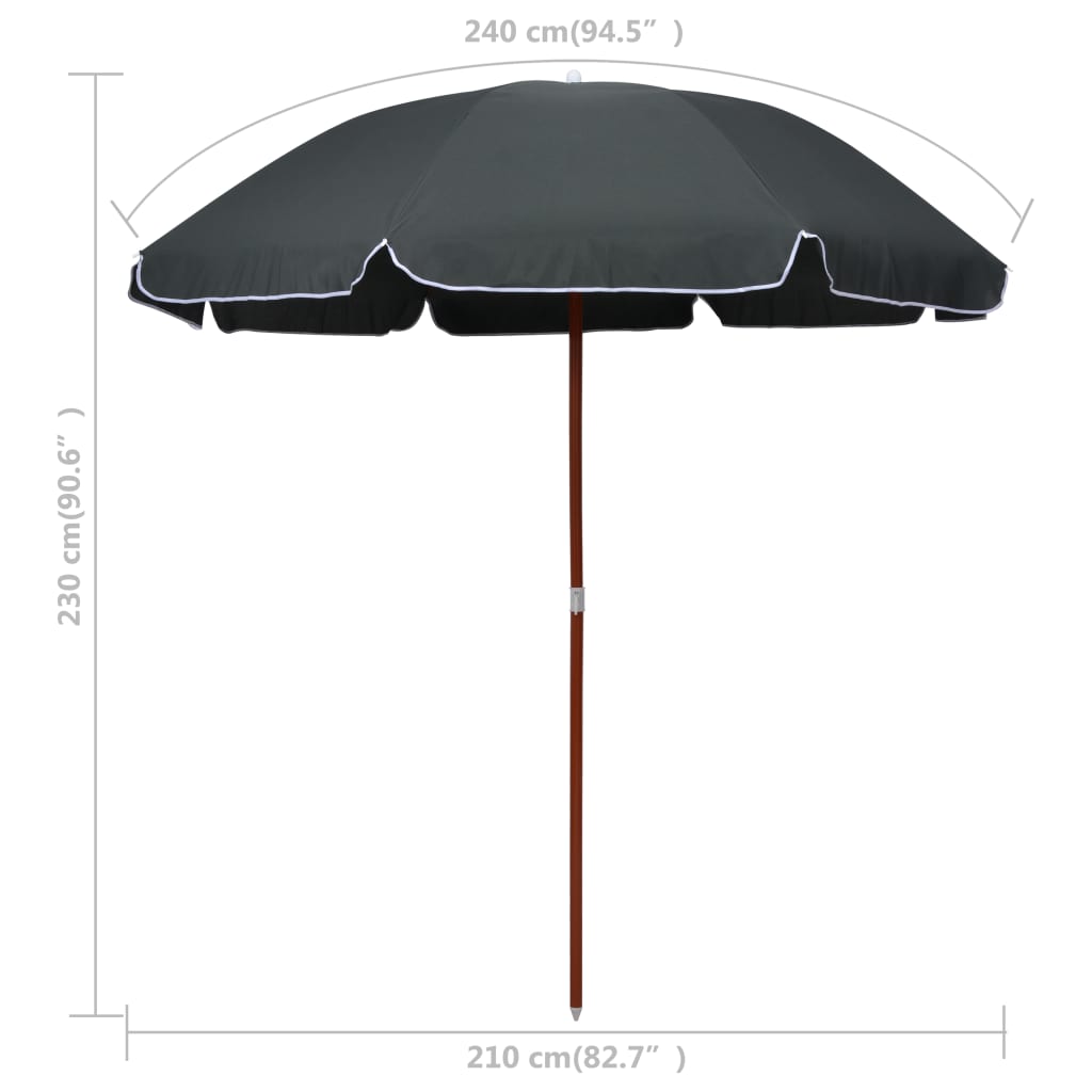 Parasol Met Stalen Paal 240 cm Antraciet