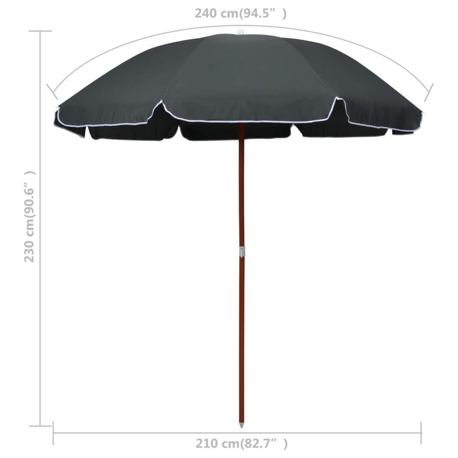 Parasol Met Stalen Paal 240 cm Antraciet