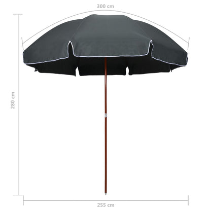 Parasol Met Stalen Paal 300 Cm Antraciet