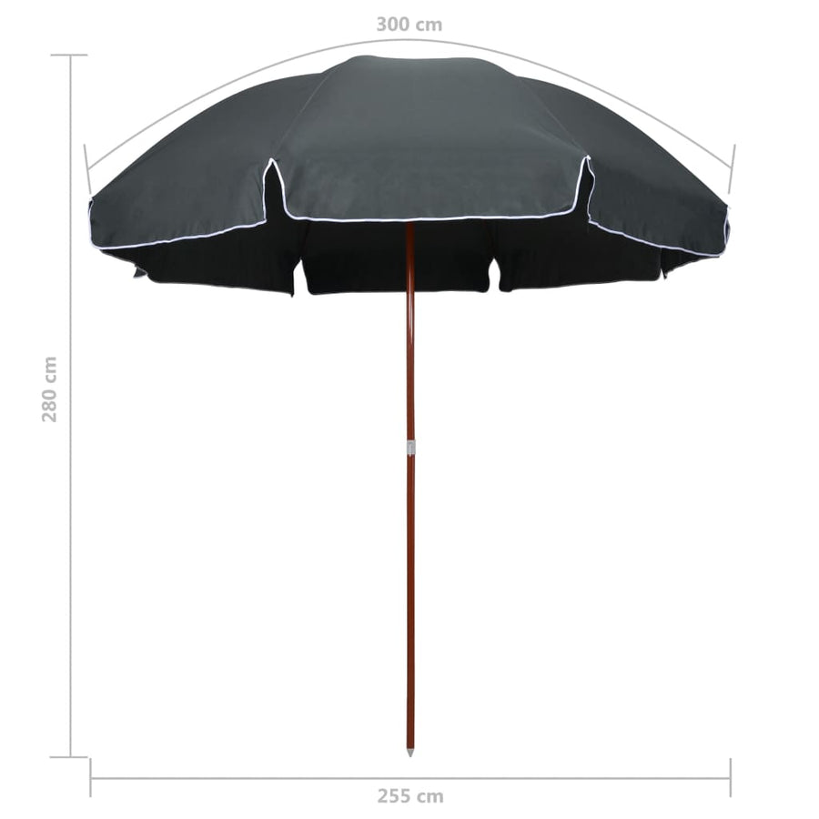 Parasol Met Stalen Paal 300 Cm Antraciet