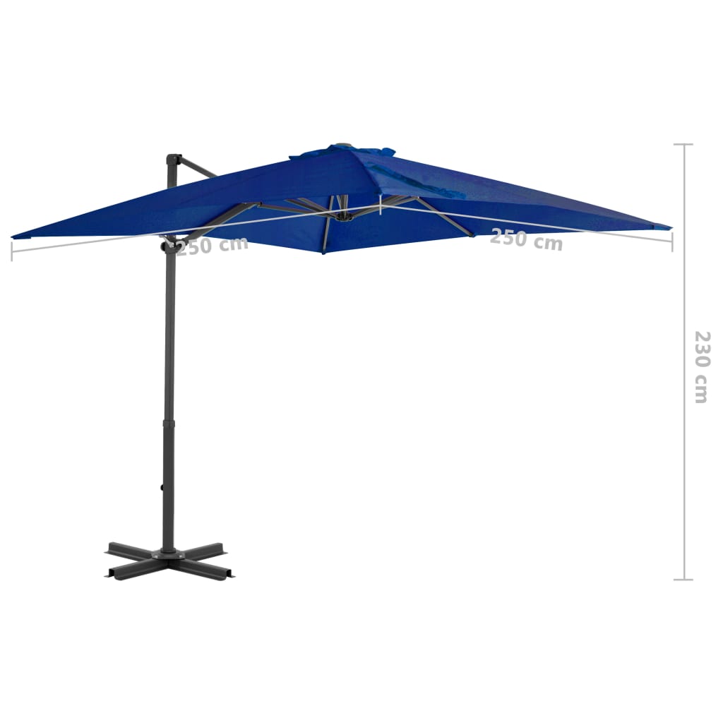 Zweefparasol Met Aluminium Paal Azuur 250 x 250 cm Blauw