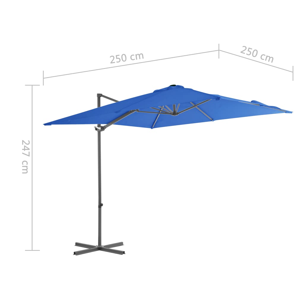 Zweefparasol Met Stalen Paal Azuur 250 x 250 cm Blauw