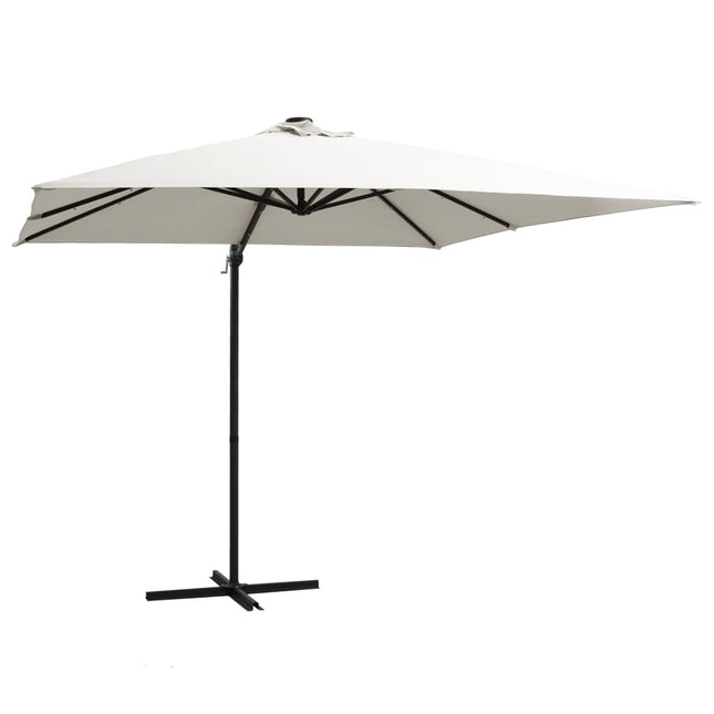 Zweefparasol Met Led-Verlichting En Paal Kleurig Zand