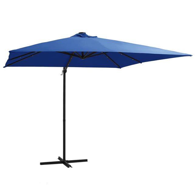 Zweefparasol Met Led-Verlichting En Paal Azuurblauw azure blue