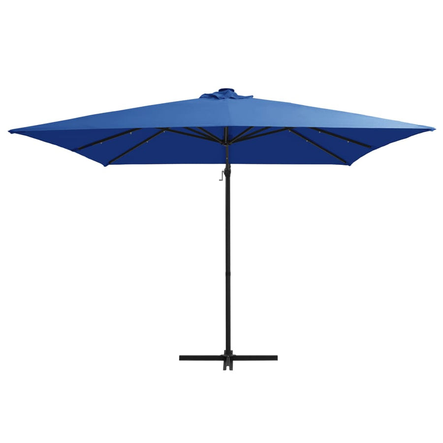 Zweefparasol Met Led-Verlichting En Paal Azuurblauw azure blue