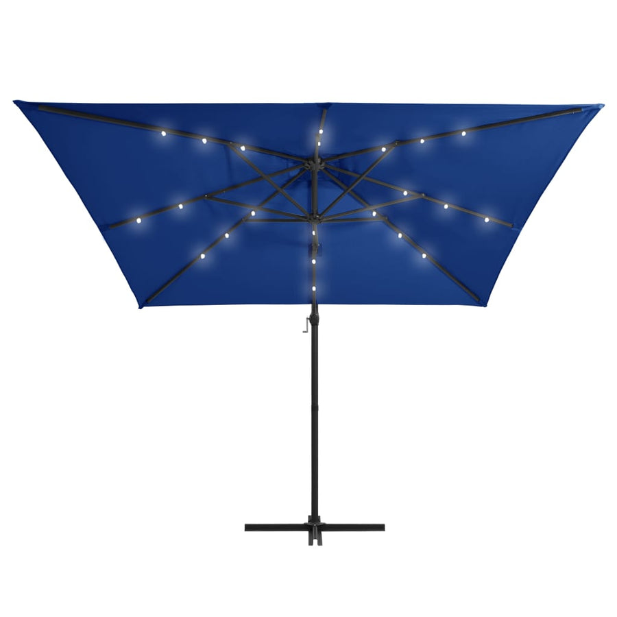 Zweefparasol Met Led-Verlichting En Paal Azuurblauw azure blue
